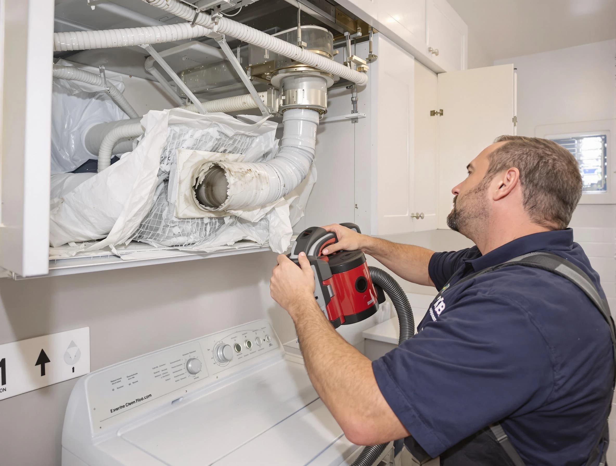 Coolidge Dryer Vent Cleaning technician performing professional exhaust vent cleaning at a residential property in Coolidge
