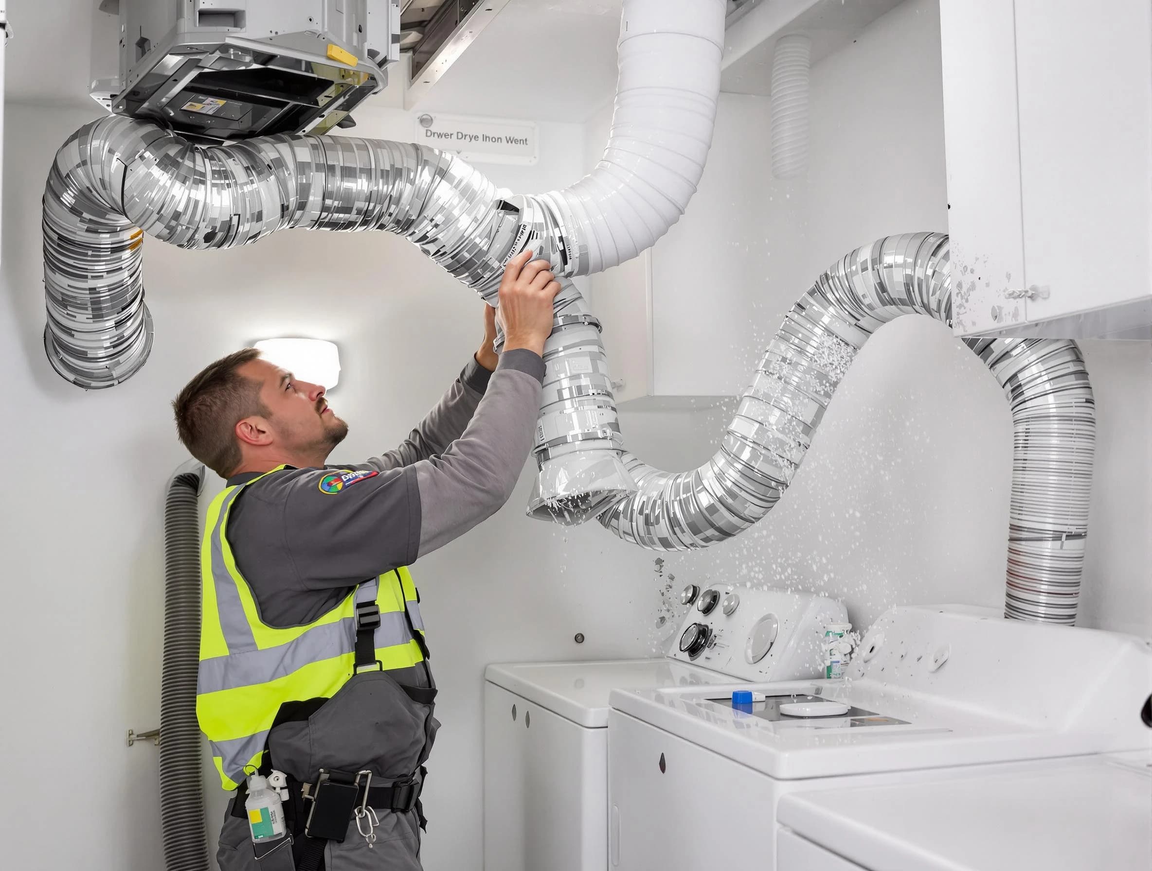 Coolidge Dryer Vent Cleaning technician performing detailed dryer exhaust vent cleaning at a home in Coolidge