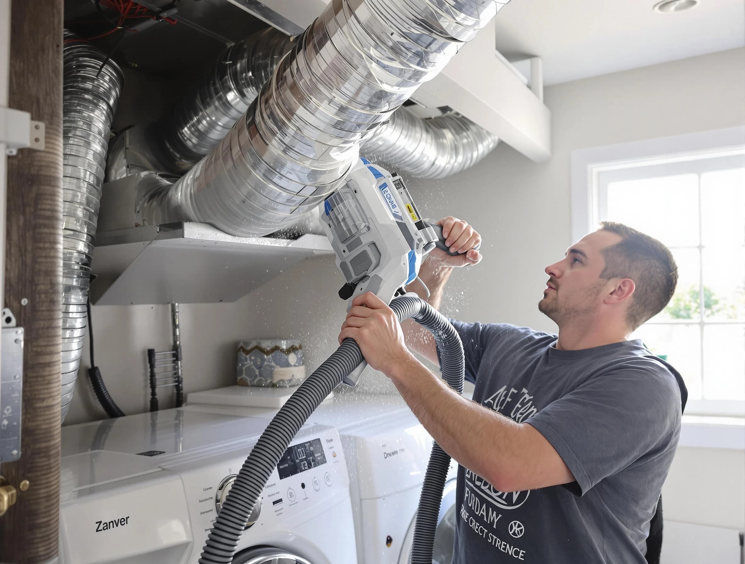 Coolidge Dryer Vent Cleaning specialist cleaning deep within a dryer vent duct system in Coolidge