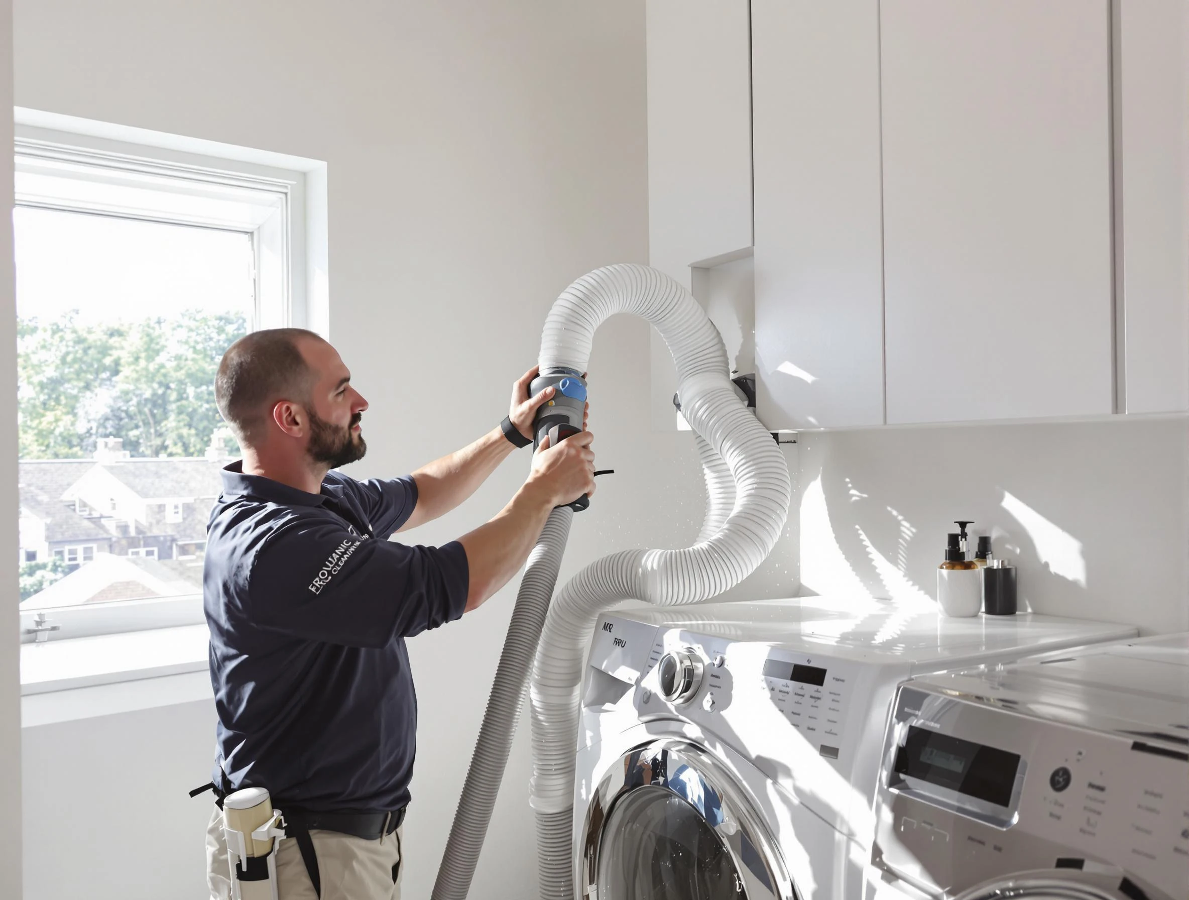 Certified Coolidge Dryer Vent Cleaning technician performing dryer vent cleaning in Coolidge