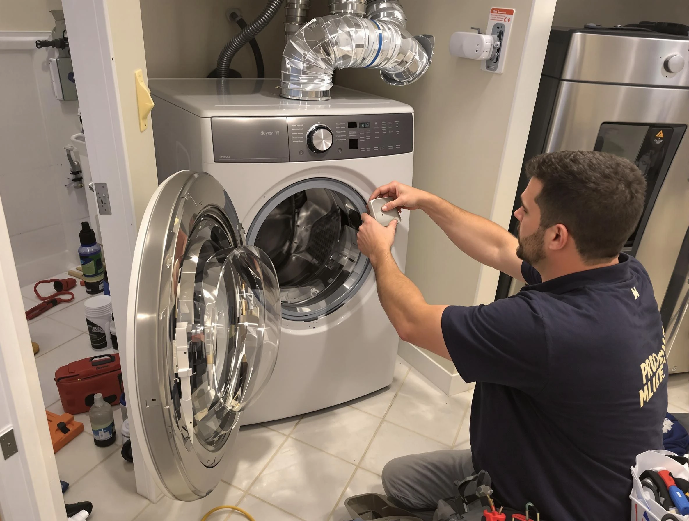 Coolidge Dryer Vent Cleaning technician performing precise dryer vent hose installation in Coolidge