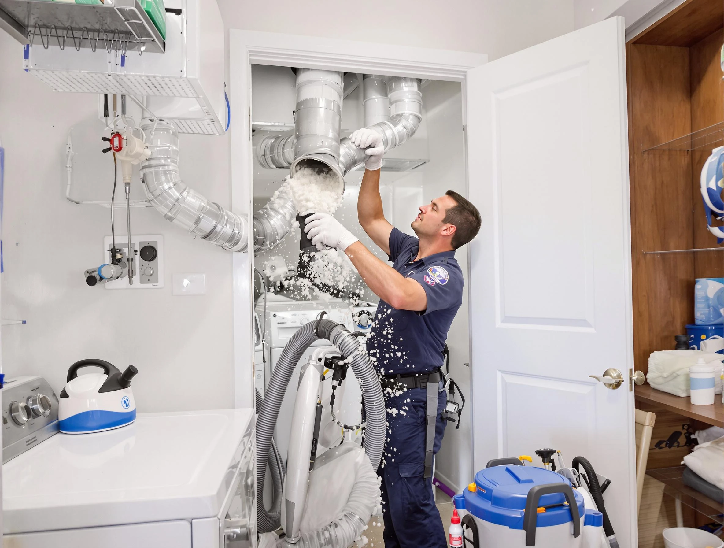 Coolidge Dryer Vent Cleaning technician delivering thorough residential dryer vent cleaning service in Coolidge
